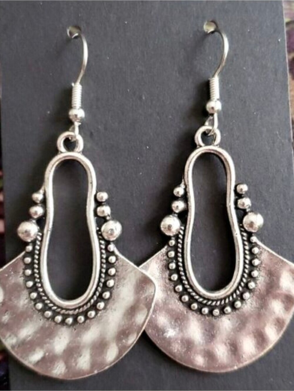 BOHO  TRIBAL SILVER TONE EARRINGS EB